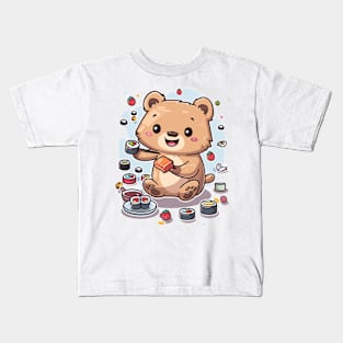 Cute Quokka eating sushi roll Kids T-Shirt